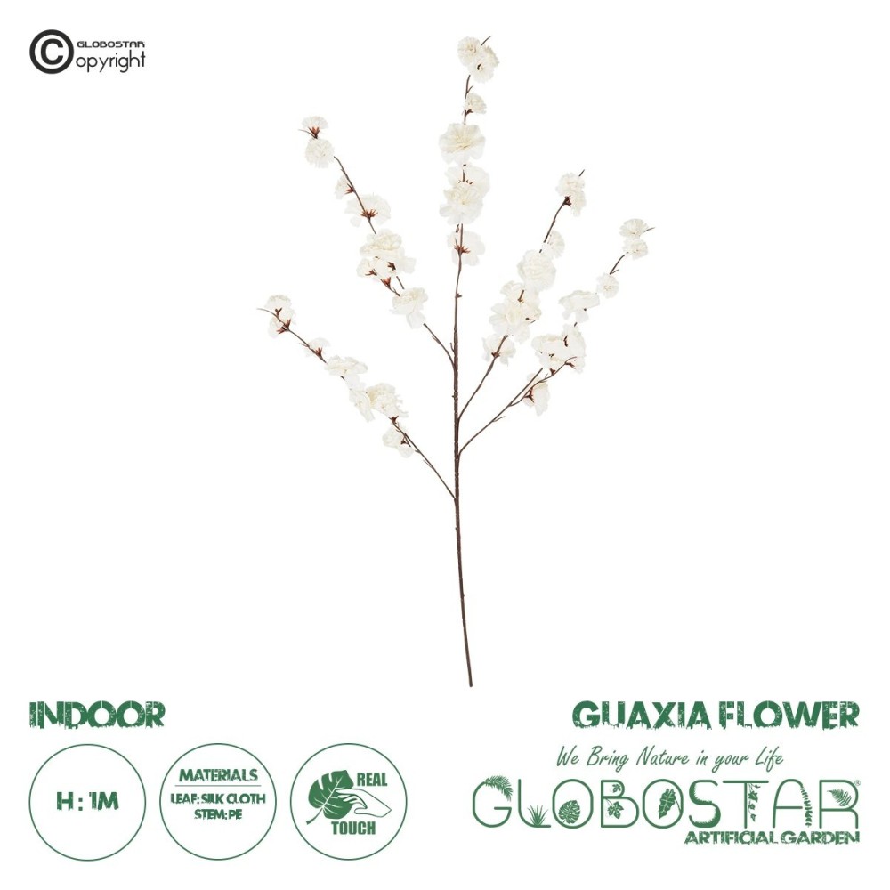 GloboStar® Artificial Garden WHITE GUAXIA FLOWER BRANCH 21456 Τεχνητό Διακοσμητικό Κλαδί Λευκή Γκουάβα Y100cm